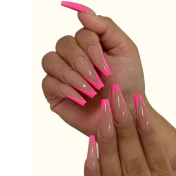 Brandy Melville Other - Neon Pink tip Acrylic nails